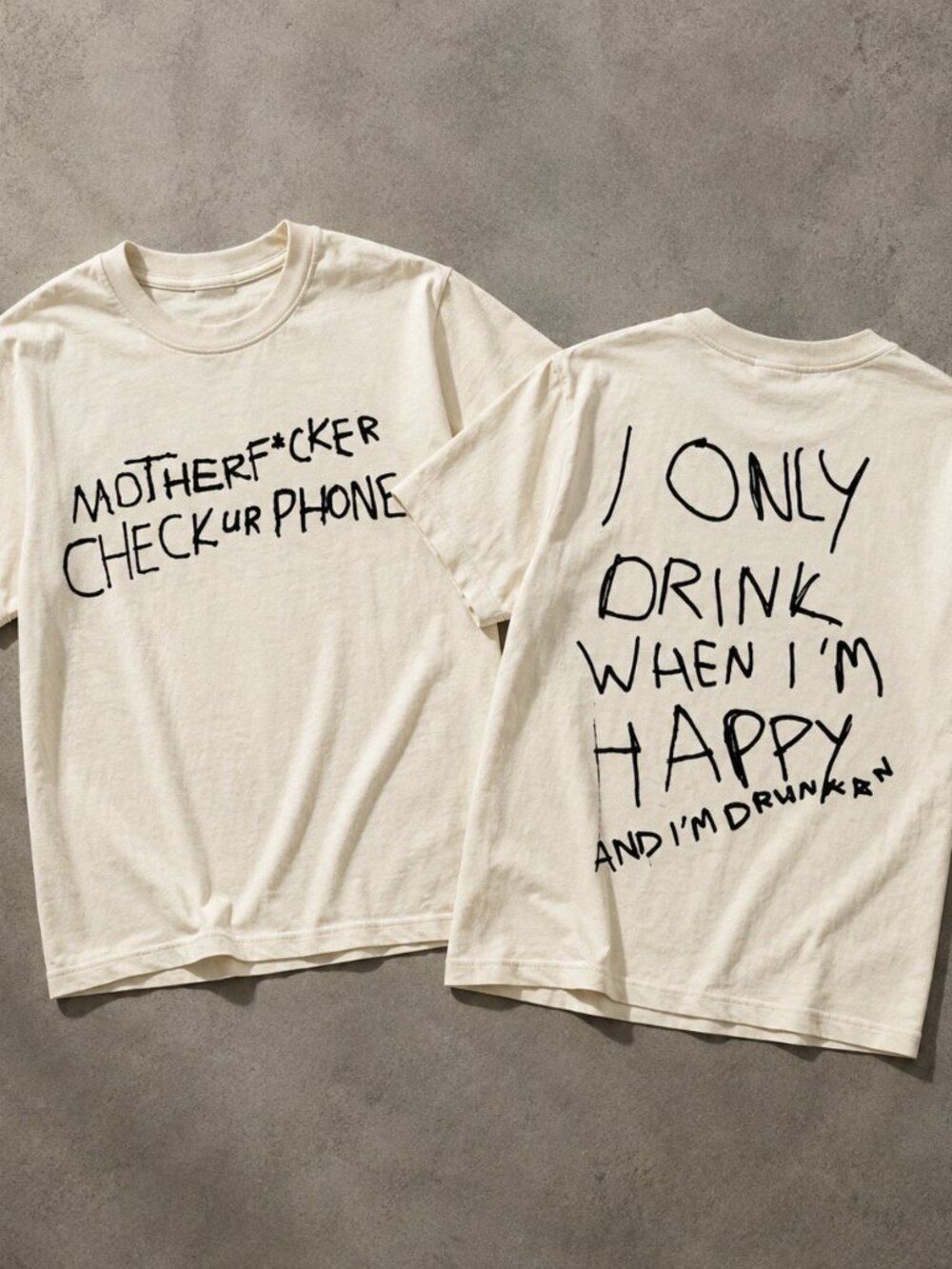 Kesha Check Ur Phone Double-Sided Cream Statement T-Shirt
